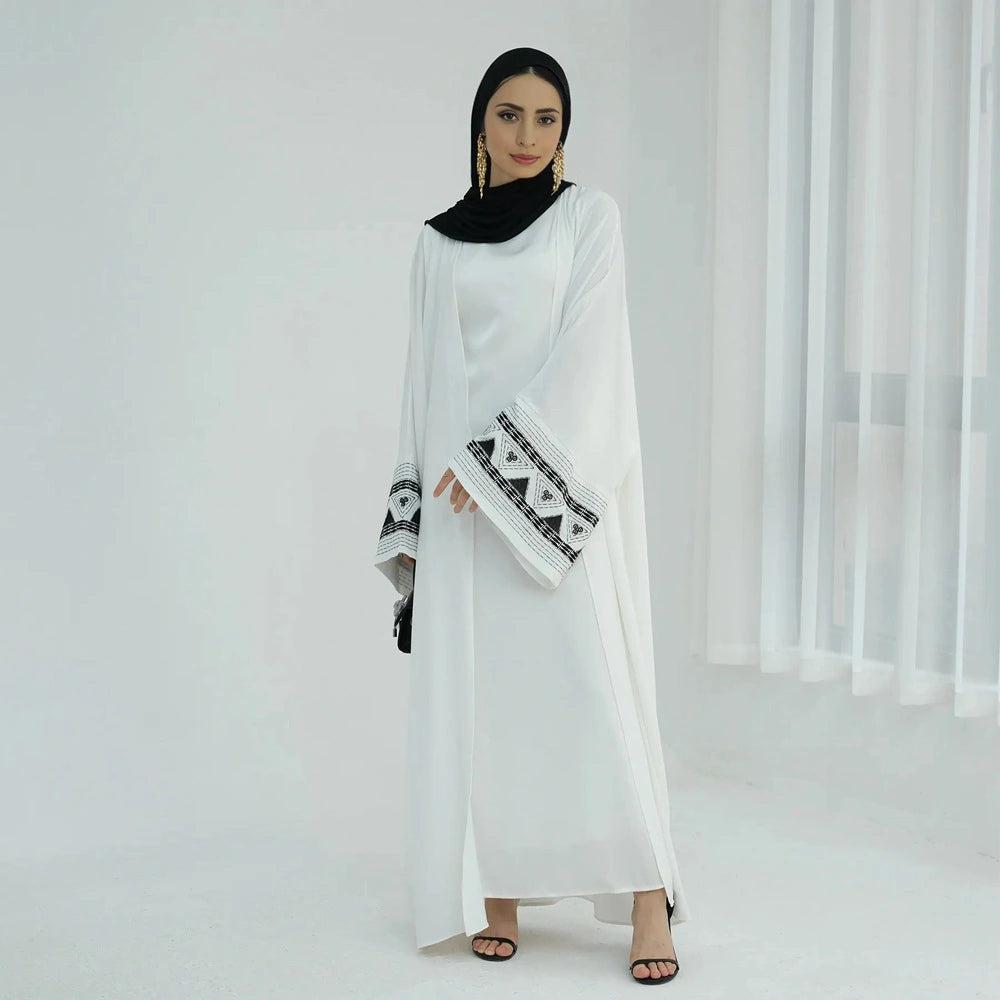 Robe Abaya ouverte avec cardigan brodé #25844