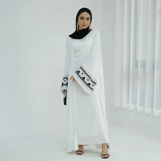 Robe Abaya ouverte avec cardigan brodé #25844