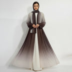 Gradient Glitter Open Abaya Dress With Matching Hijab #25797