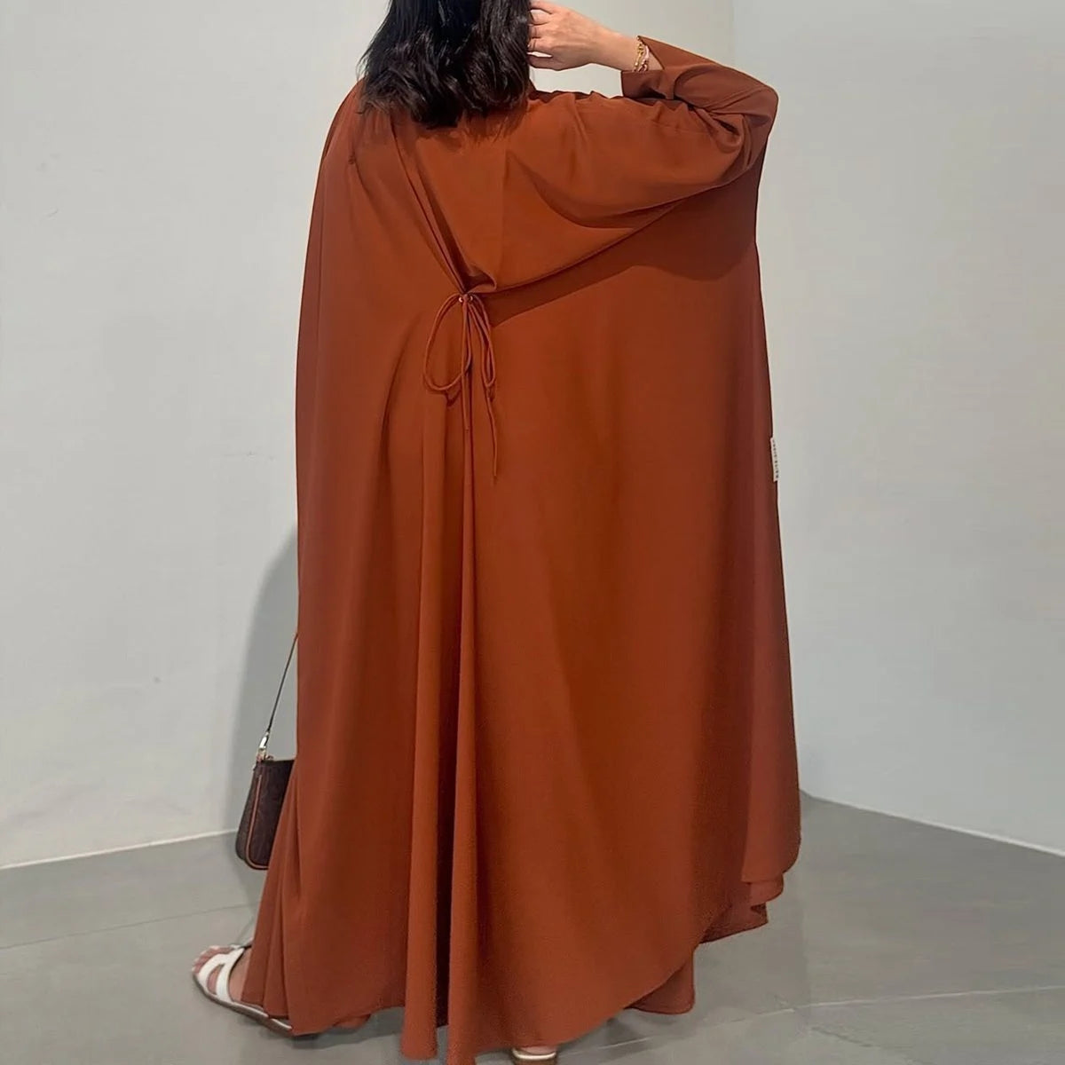 Robe Abaya ouverte en cardigan froissé #25174