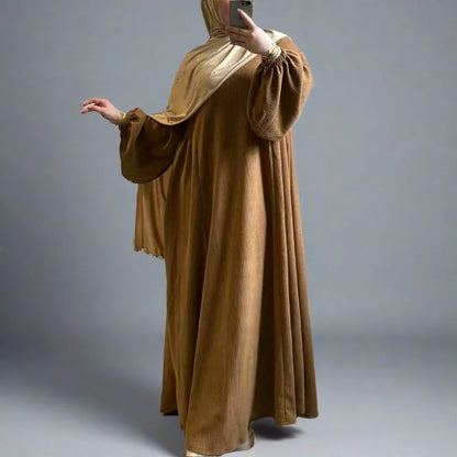 Robe Abaya en velours côtelé épais pour l'hiver et l'automne