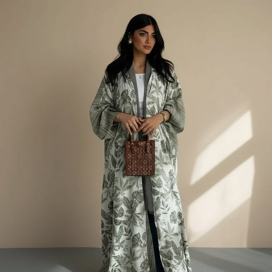 Robe Abaya ouverte en cardigan imprimé #25224