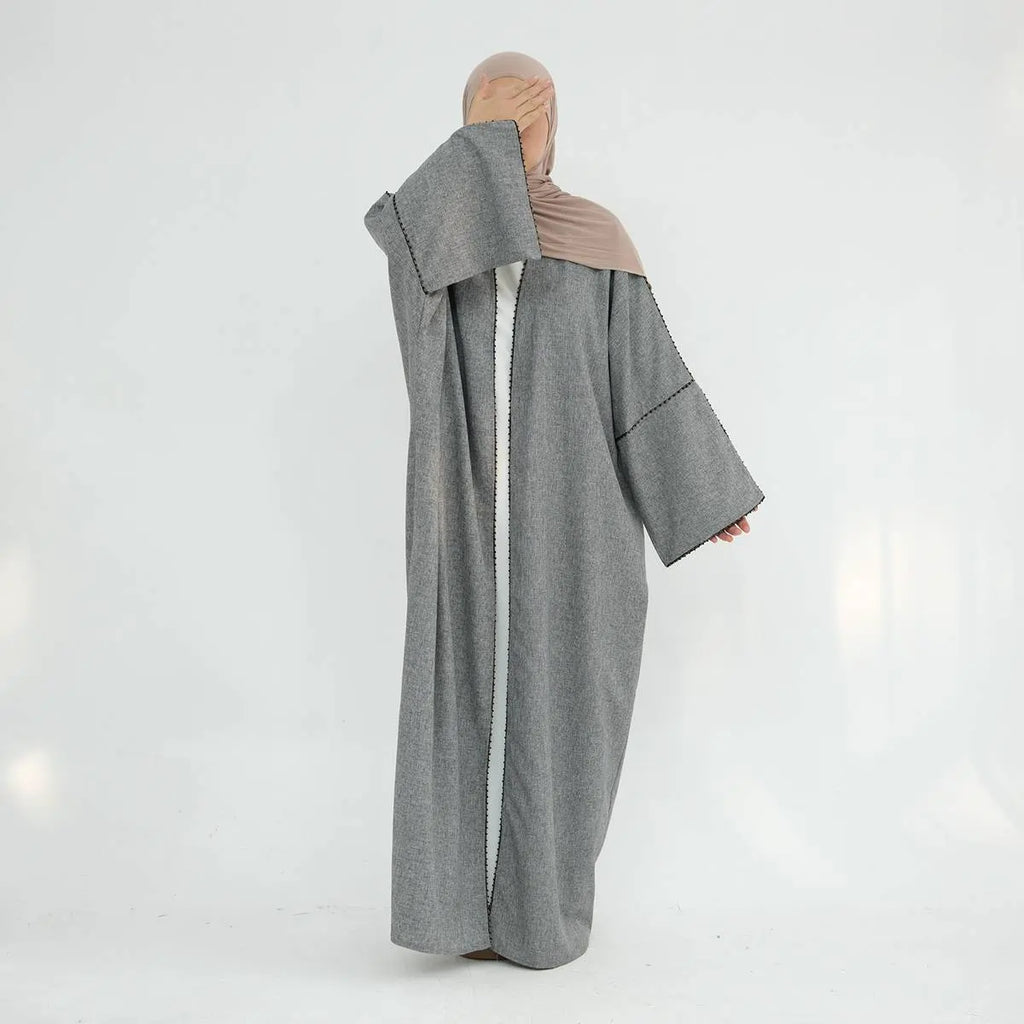 Robe Abaya ouverte avec cardigan en perles #24849