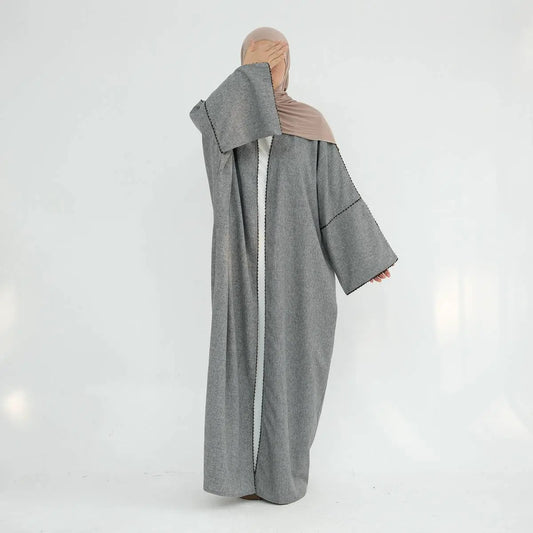 Robe Abaya ouverte avec cardigan en perles #24849
