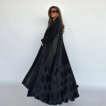Robe Abaya ouverte en cardigan plissé #25205