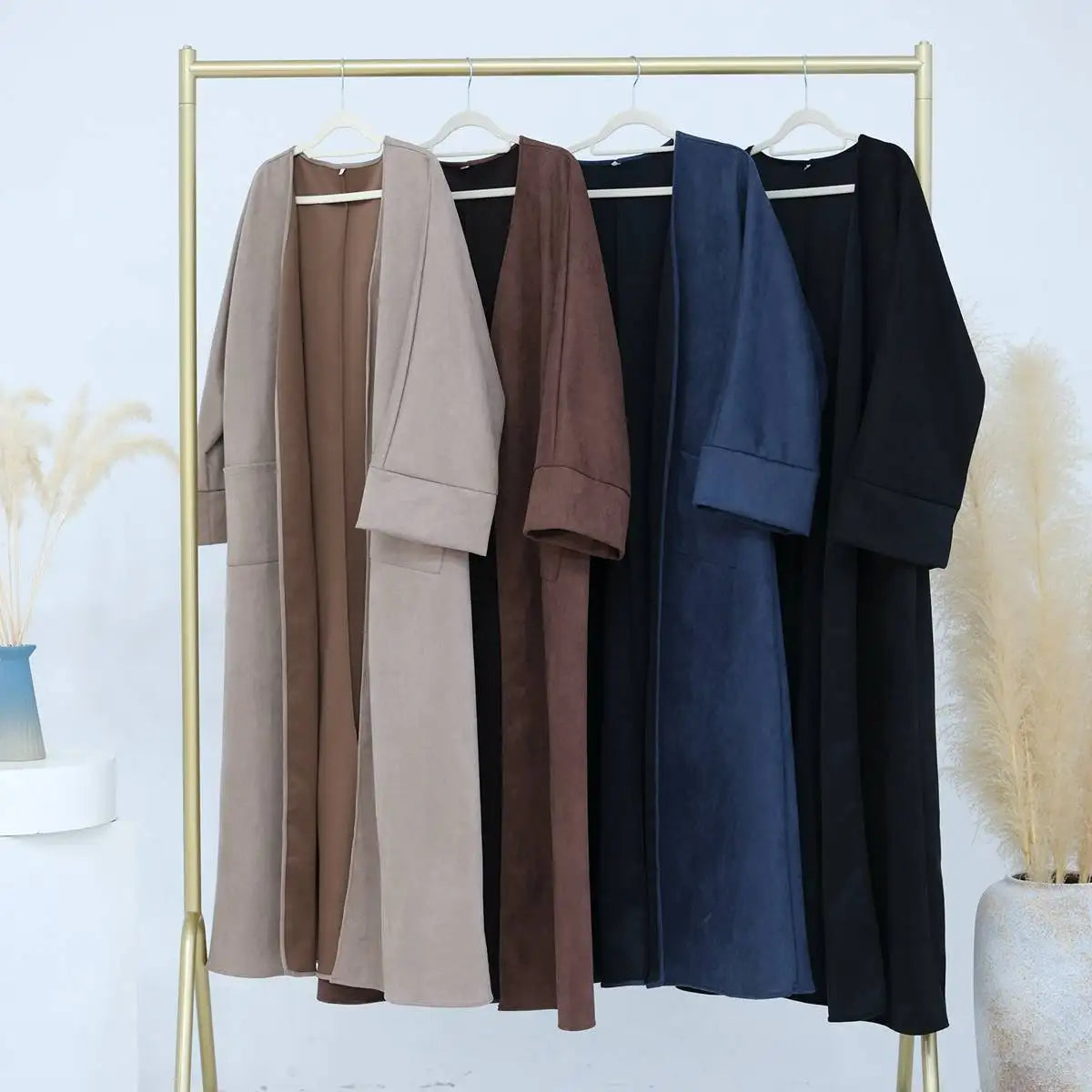 Cardigan en velours ouvert pour l'hiver et l'automne