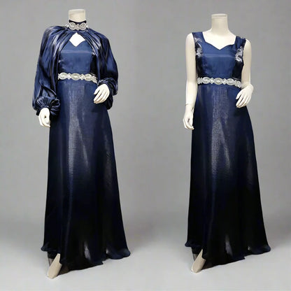 Robe Abaya en satin 2 pièces avec strass thermocollants et nuisette intérieure sans manches