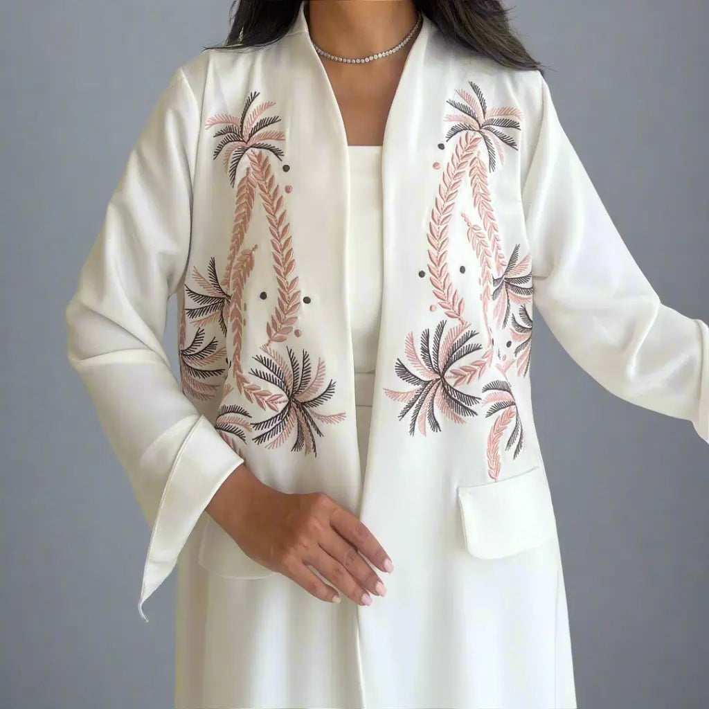 Robe Abaya ouverte avec cardigan brodé #25172