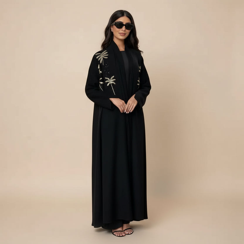 Beaded embroidery Cardigan Open Abaya Dress For Muslim Women #25226