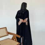 Robe Abaya ouverte en cardigan plissé et froissé #25185
