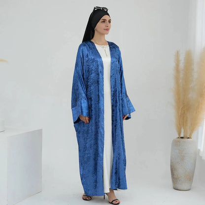 Robe Abaya ouverte en cardigan - Tissu bronzant