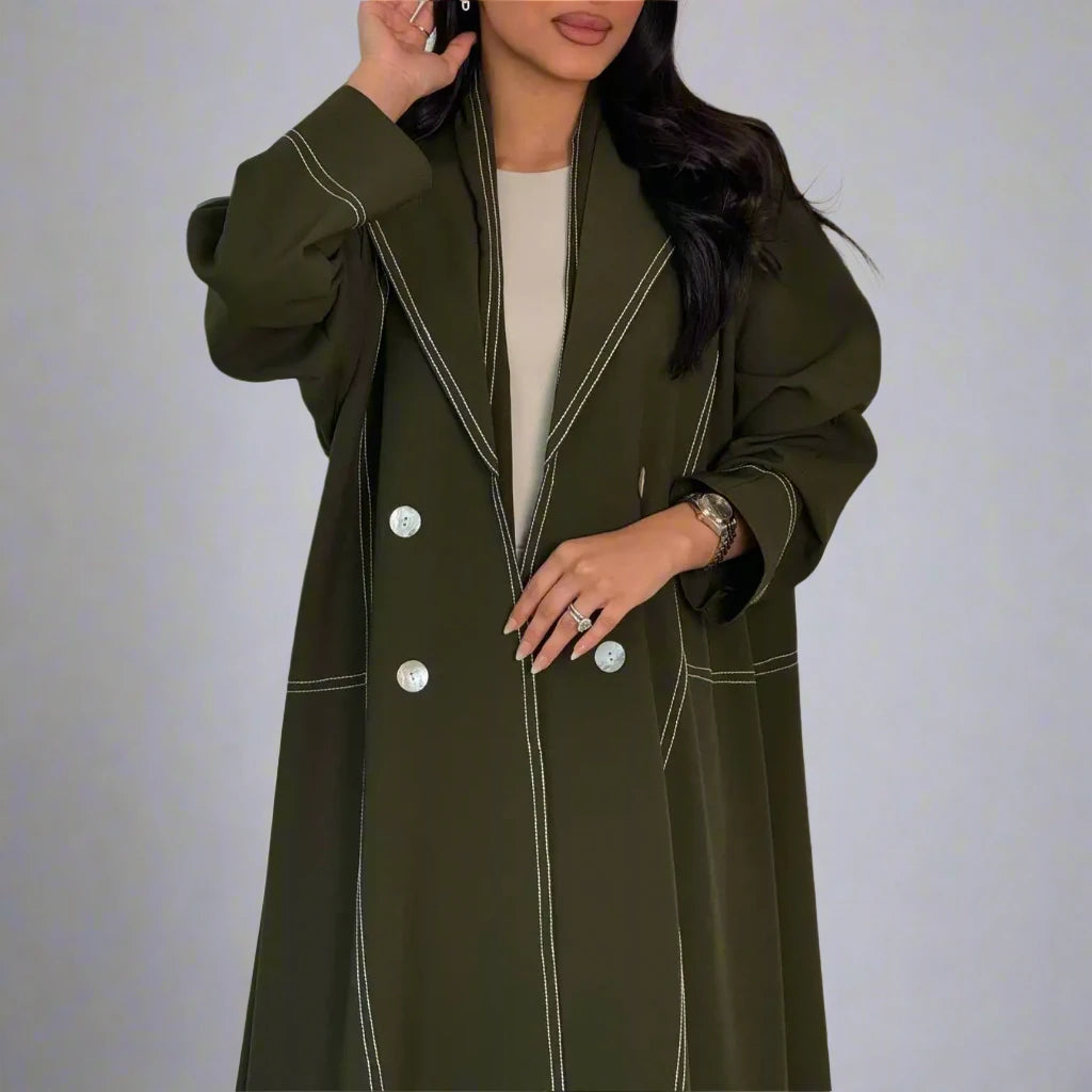 Robe Abaya ouverte à double boutonnage