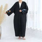 Magnifique robe abaya ouverte en cardigan brodé #24876