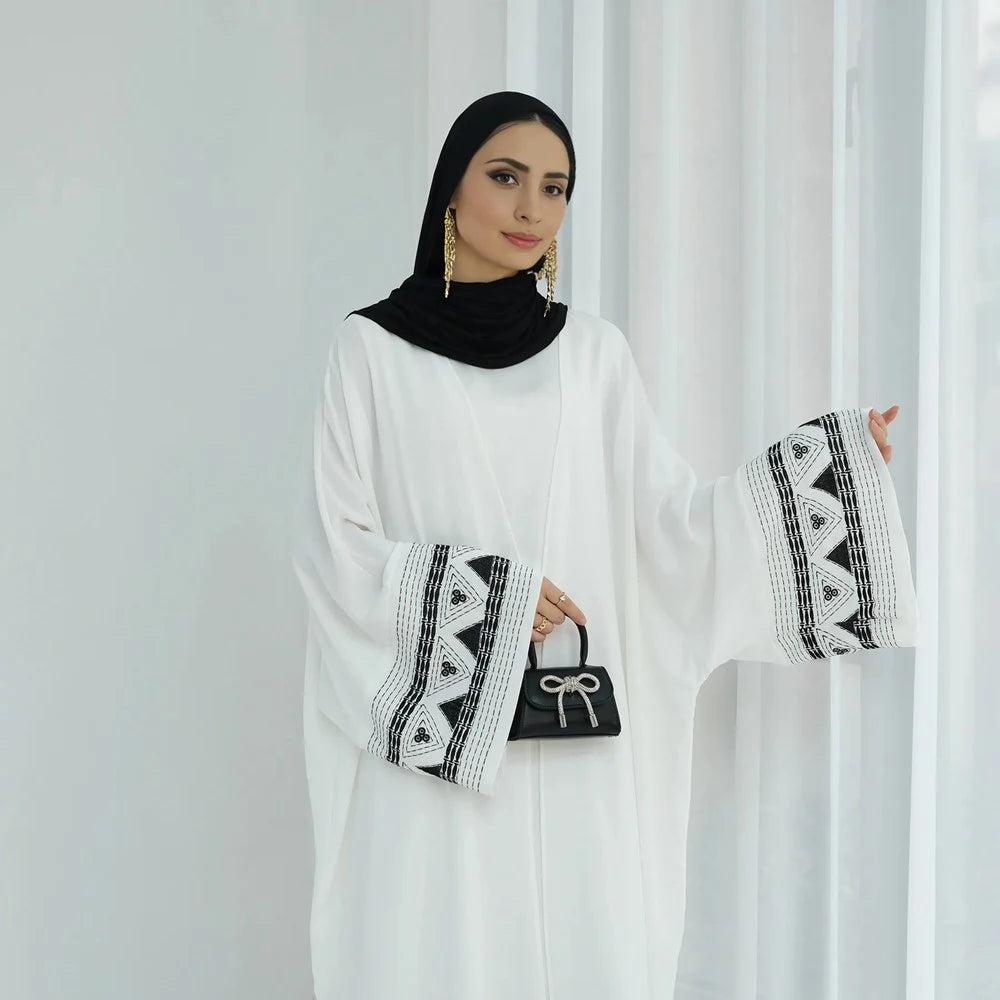Robe Abaya ouverte avec cardigan brodé #25844