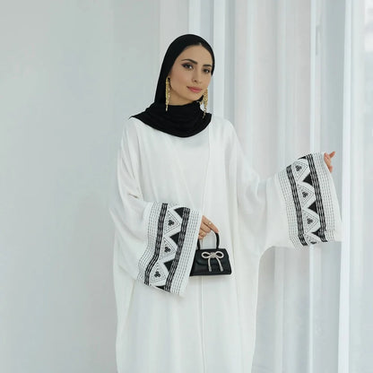 Robe Abaya ouverte avec cardigan brodé #25844