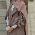 Muslim Women Tailored Collar Open Abaya Dress #251097