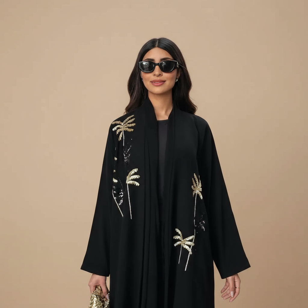 Beaded embroidery Cardigan Open Abaya Dress For Muslim Women #25226