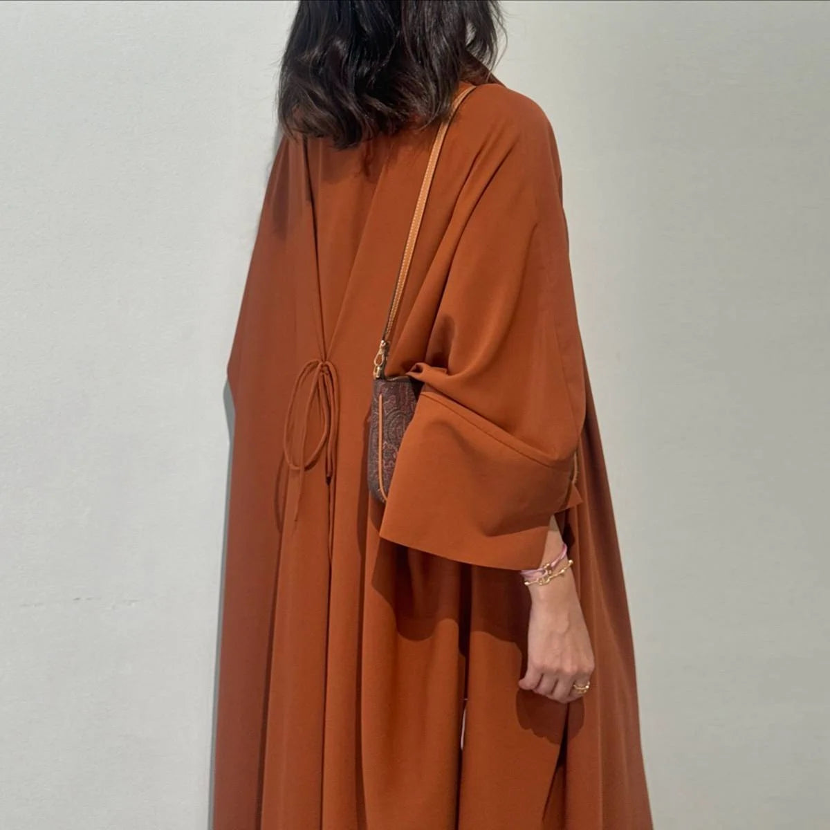 Robe Abaya ouverte en cardigan froissé #25174