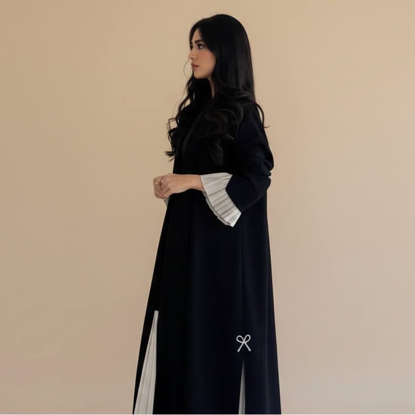 Muslim Women Pleated Cardigan Open Abaya Dress #25249