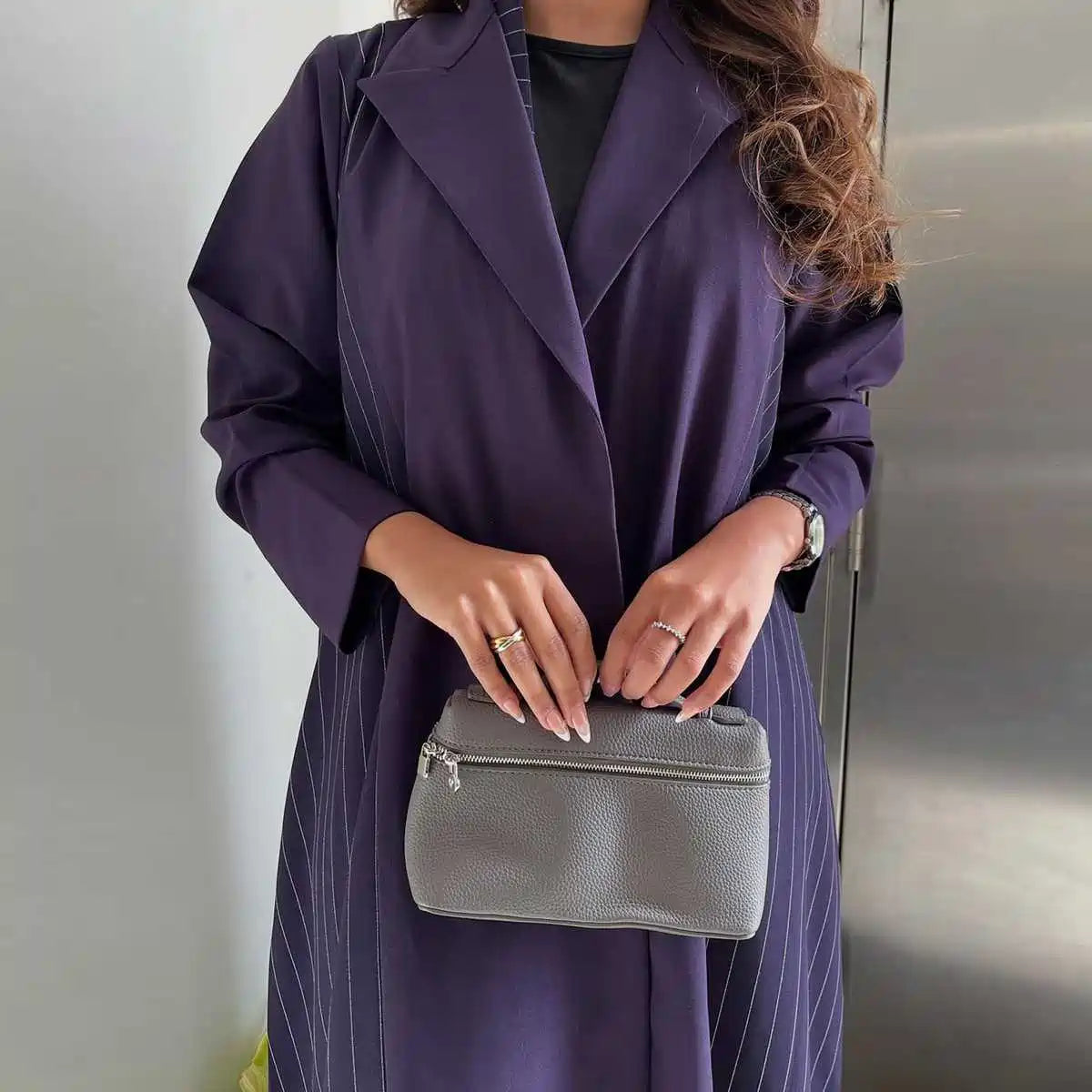 Robe Abaya ouverte en cardigan - Violet - #25178