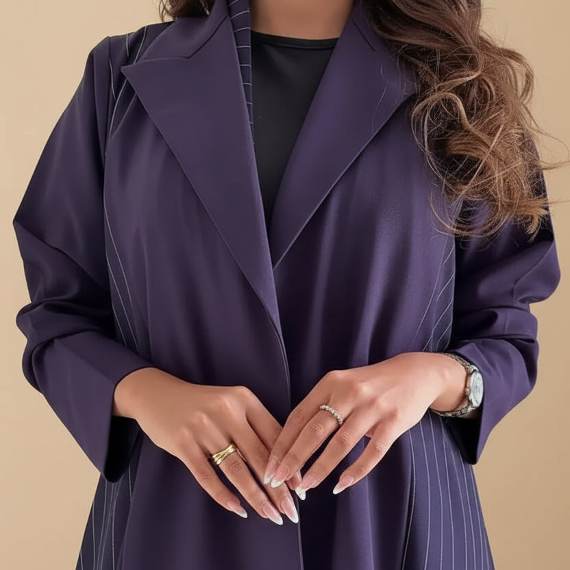 Robe Abaya ouverte en cardigan - Violet - #25178