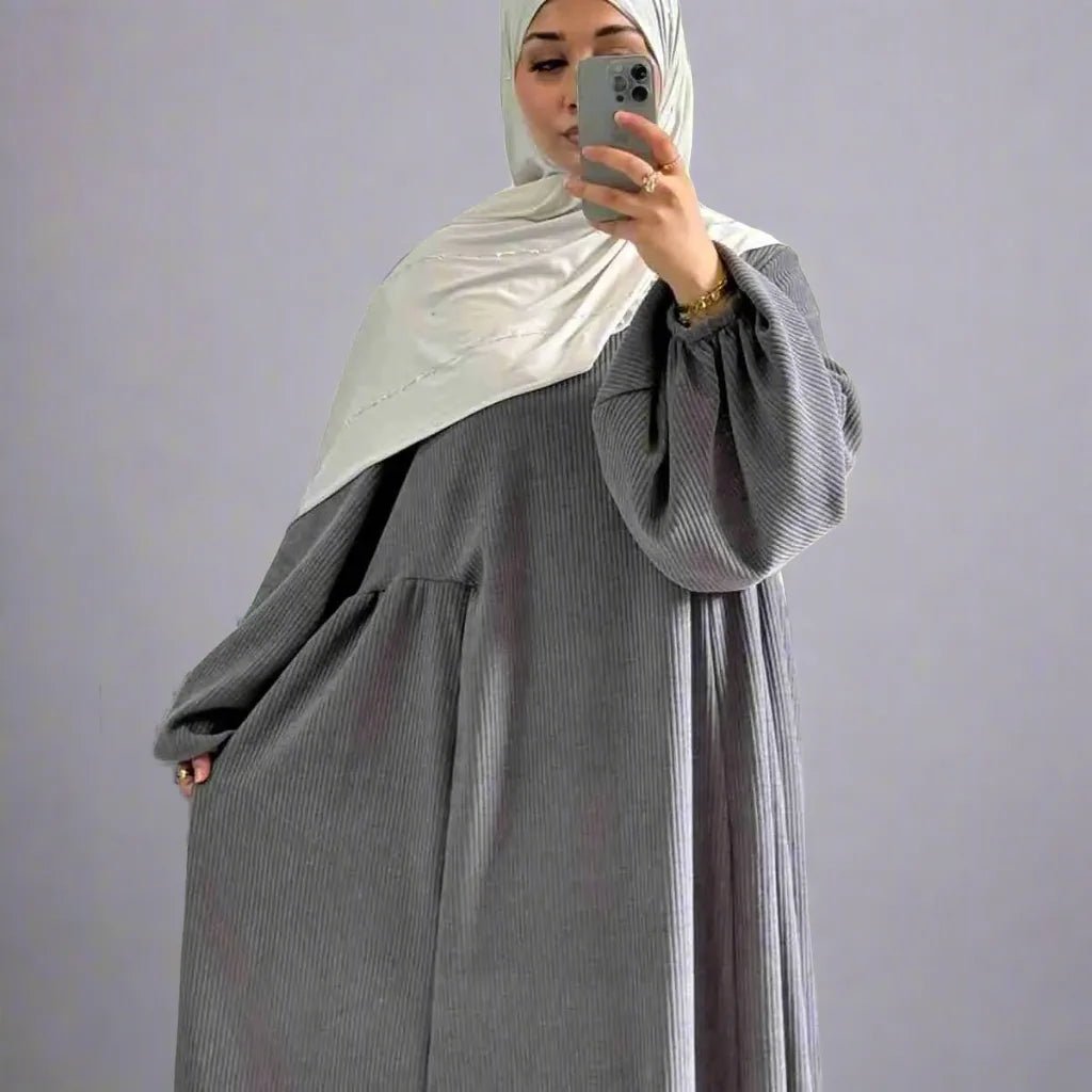 Robe Abaya en velours côtelé épais pour l'hiver et l'automne