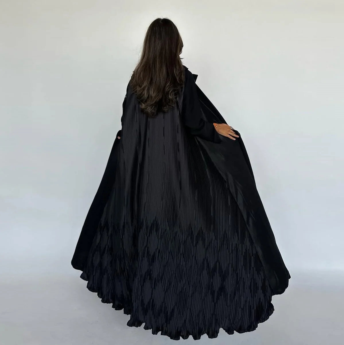 Robe Abaya ouverte en cardigan plissé #25205
