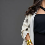 Robe abaya ouverte avec cardigan brodé Evil Eye #25173