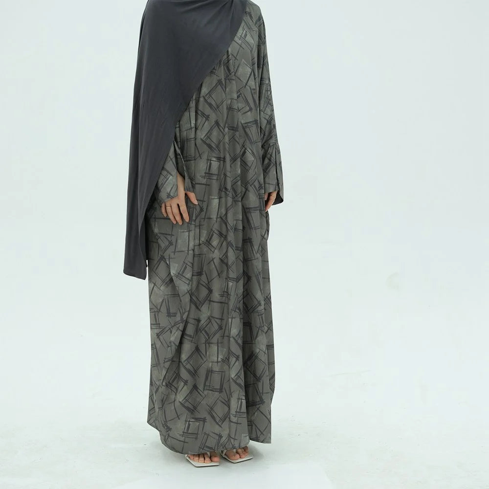 Robe abaya ouverte à imprimé cardigan Moyen-Orient Dubaï #25983