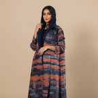 Robe Abaya ouverte à manches plissées et imprimé cardigan #25175