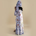 Muslim Women Printed Cardigan Open Abaya Dress With Matching Hijab #25252