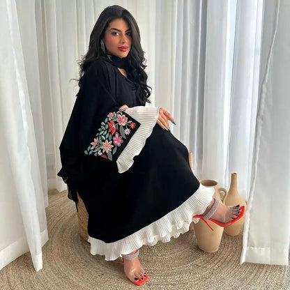 Robe Abaya ouverte en cardigan arabe brodé de Dubaï #25219