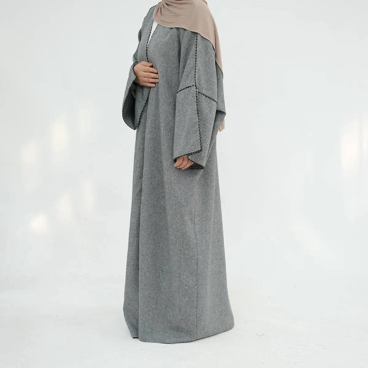 Robe Abaya ouverte avec cardigan en perles #24849