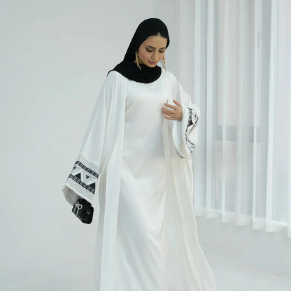 Robe Abaya ouverte avec cardigan brodé #25844