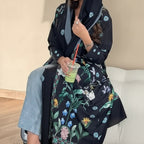 Printed Cardigan Open Abaya Dress With Matching Hijab For Muslim Women #25236