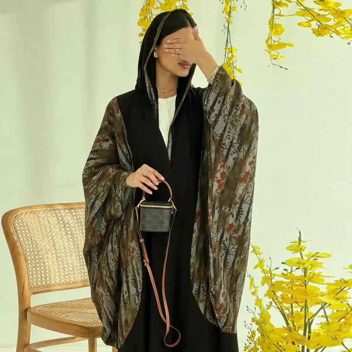 Muslim Women Open Abaya Dress With Matching Hijab #25243