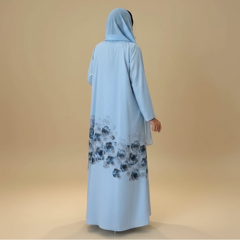 Middle East Arab Dubai Printed Open Abaya Dress With Hijab #251118