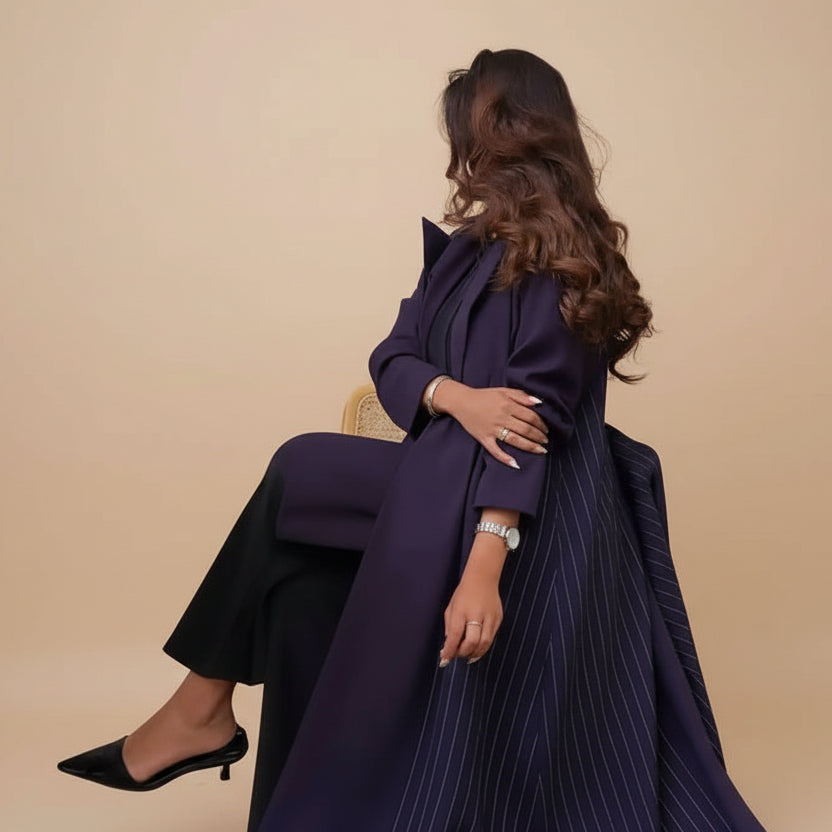 Robe Abaya ouverte en cardigan - Violet - #25178