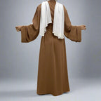 Robe Abaya ouverte en tissu Broken Twil pour femmes musulmanes avec poche