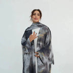 Muslim Women Printed Open Abaya Dress With Matching Hijab #251158