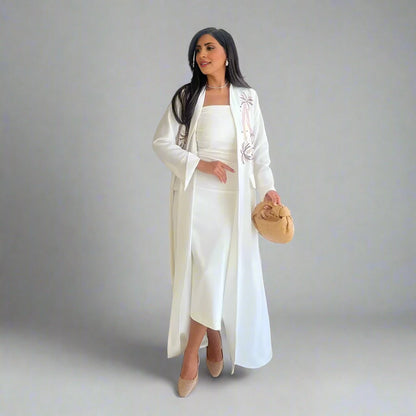 Embroidery Cardigan Open Abaya Dress #25172
