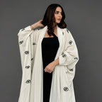 Robe abaya ouverte avec cardigan brodé Evil Eye #25173