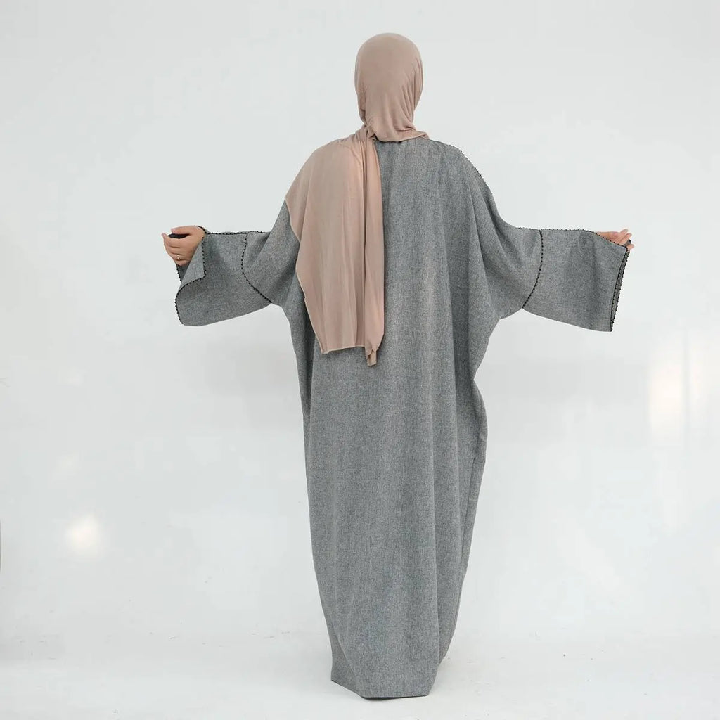 Robe Abaya ouverte avec cardigan en perles #24849