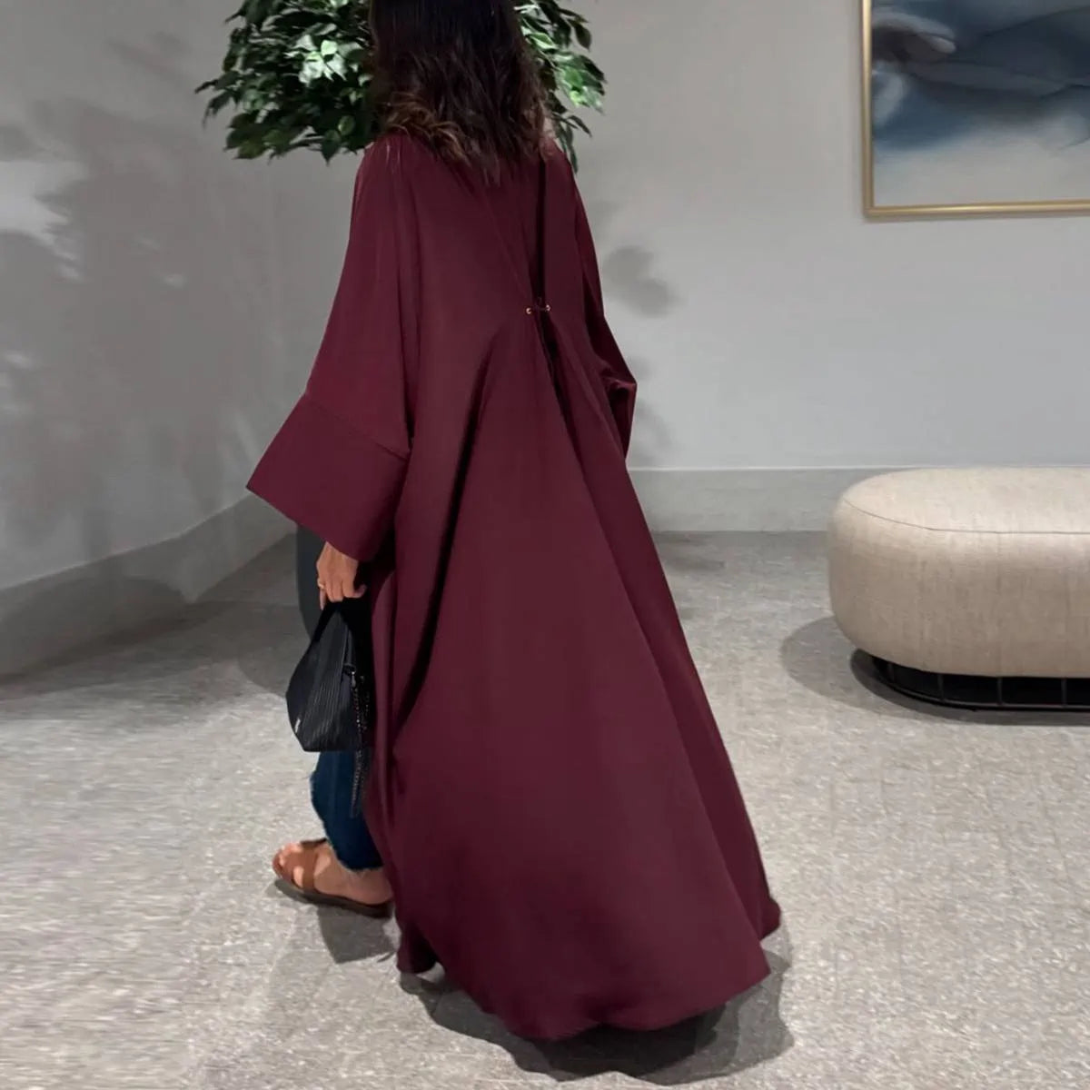 Robe Abaya ouverte en cardigan froissé #25174