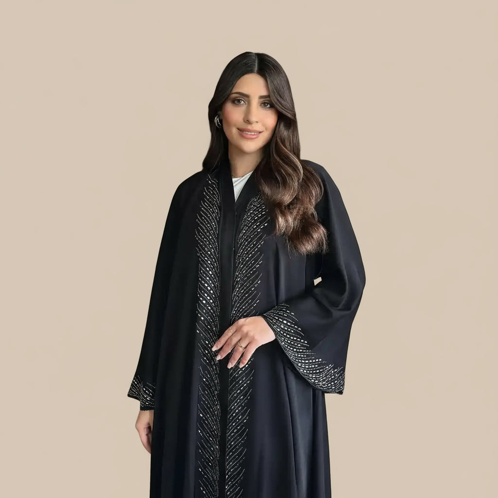 Muslim Women Hotfix Rhinestones Cardigan Open Abaya Dress #25251