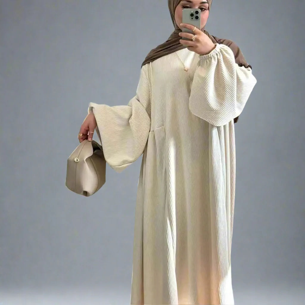 Robe Abaya en velours côtelé épais pour l'hiver et l'automne
