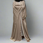 Cardigan en satin à manches chauve-souris, robe ouverte Farasha Abaya pour femmes musulmanes