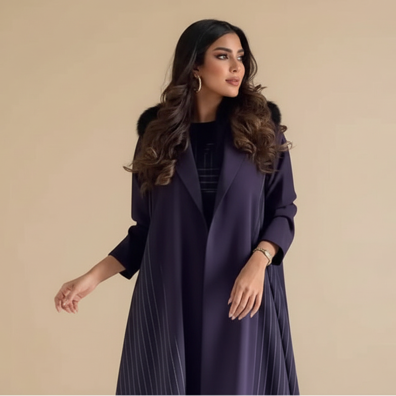Robe Abaya ouverte en cardigan - Violet - #25178