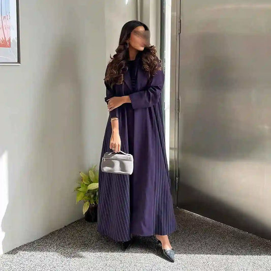 Robe Abaya ouverte en cardigan - Violet - #25178
