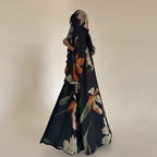 With Matching Hijab Printed Cardigan Open Abaya Dress For Muslim Women #25238